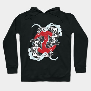 Japanese Koi Black and White Hoodie